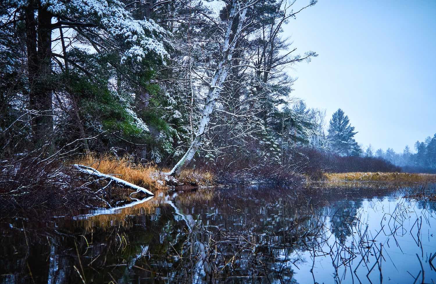Serene Shores - Winter Kayaking Landscape Photography with the Canon 7D